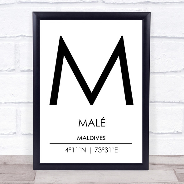 Male Maldives Coordinates World City Travel Print