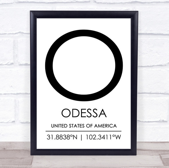 Odessa United States Of America Coordinates World City Quote Print