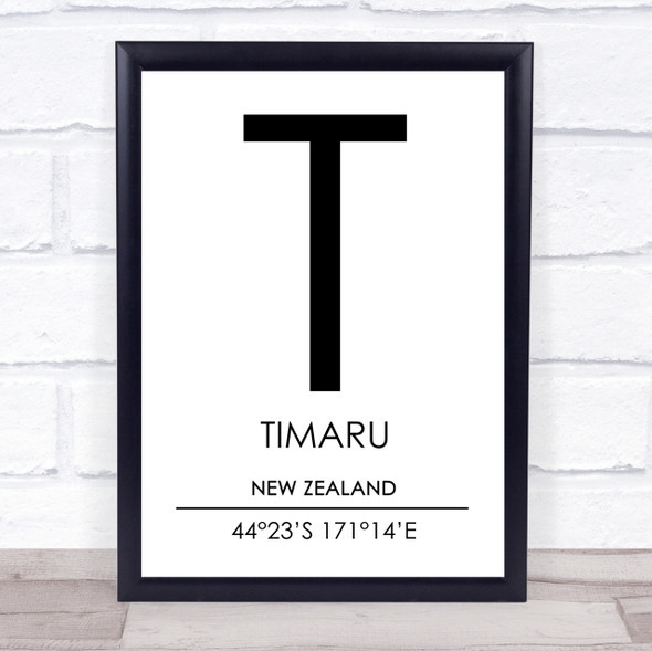 Timaru New Zealand Coordinates Travel Print