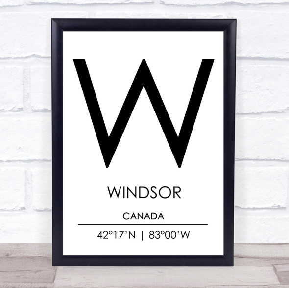 Windsor Canada Coordinates World City Travel Print