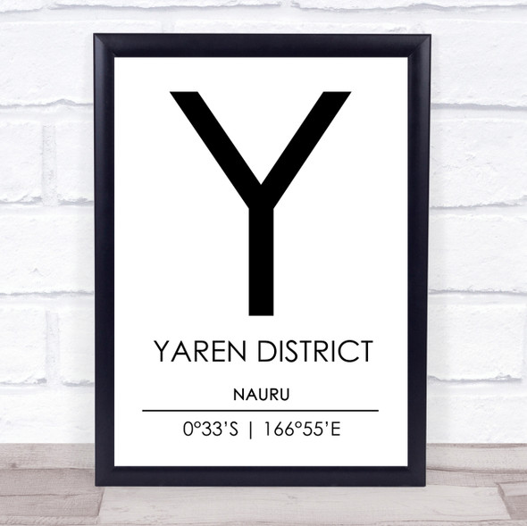 Yaren District Nauru Coordinates Travel Print
