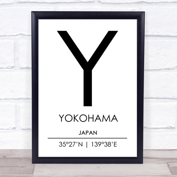 Yokohama Japan Coordinates World City Travel Print