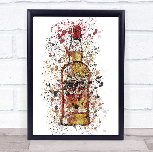 Watercolour Splatter Southern Whiskey Bottle Wall Art Print