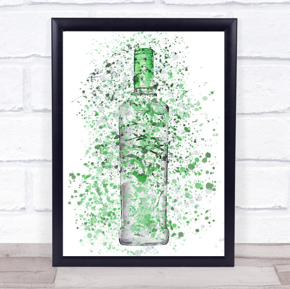 Watercolour Splatter Apple Vodka Bottle Wall Art Print