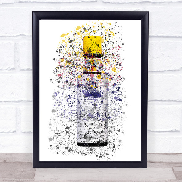 Watercolour Splatter Bitter Yellow Top Liqueur Bottle Wall Art Print