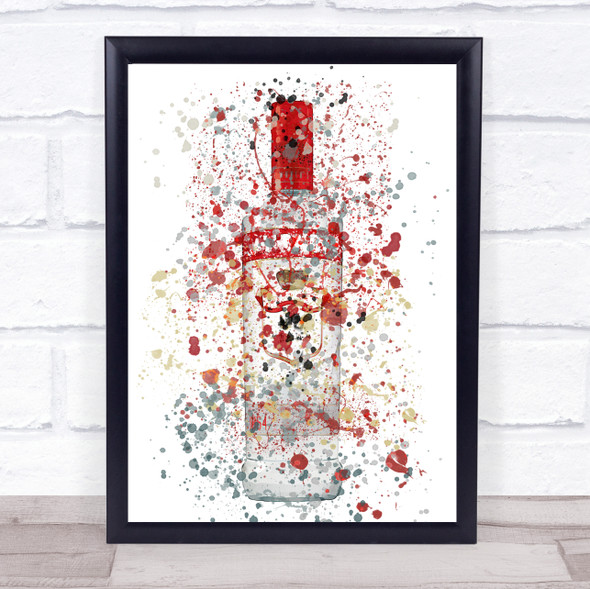 Watercolour Splatter Red Label 21 Vodka Bottle Wall Art Print