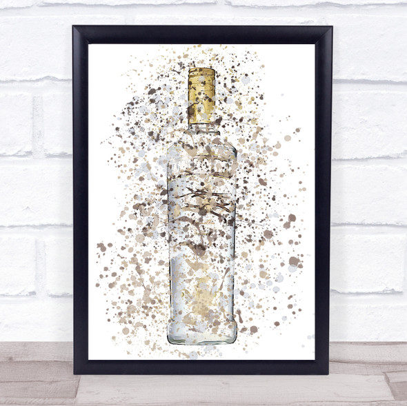 Watercolour Splatter Winner Vanilla Vodka Bottle Wall Art Print