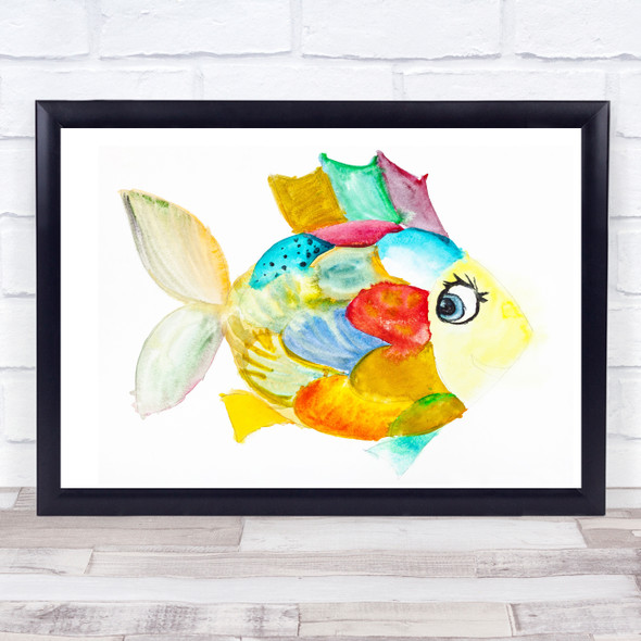 Watercolour Colourful Fish Framed Wall Art Print