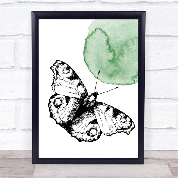 Watercolour Hand Drawn Insects Butterfly Framed Wall Art Print