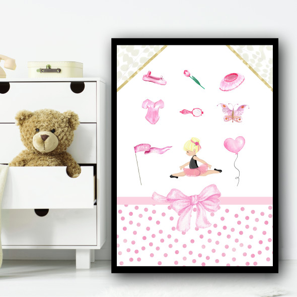 Ballerina Blond Hair Items Children's Nursery Bedroom Wall Art Print
