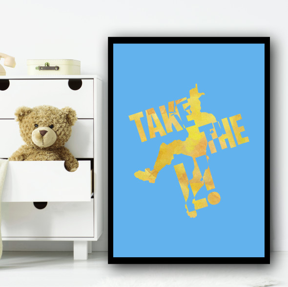 Set Take The L Yellow Blue Fortnite Children's Nursery Bedroom Wall Art Print