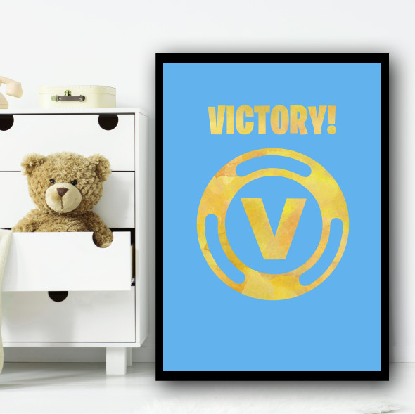 Set V Yellow Blue Fortnite Children's Nursery Bedroom Wall Art Print