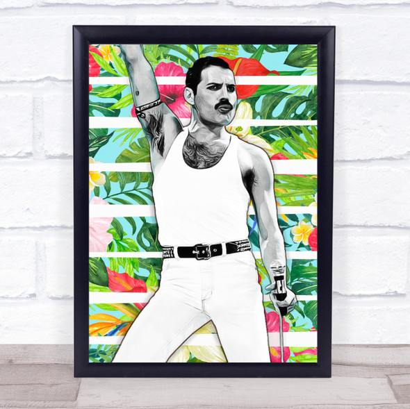 Freddie Mercury Flowers Funky Framed Wall Art Print