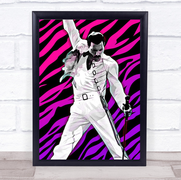 Freddie Mercury Zebra Print Purple Pink Funky Framed Wall Art Print
