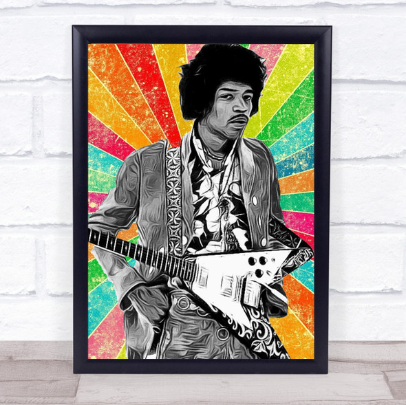 Jimi Hendrix Colourful Funky Framed Wall Art Print