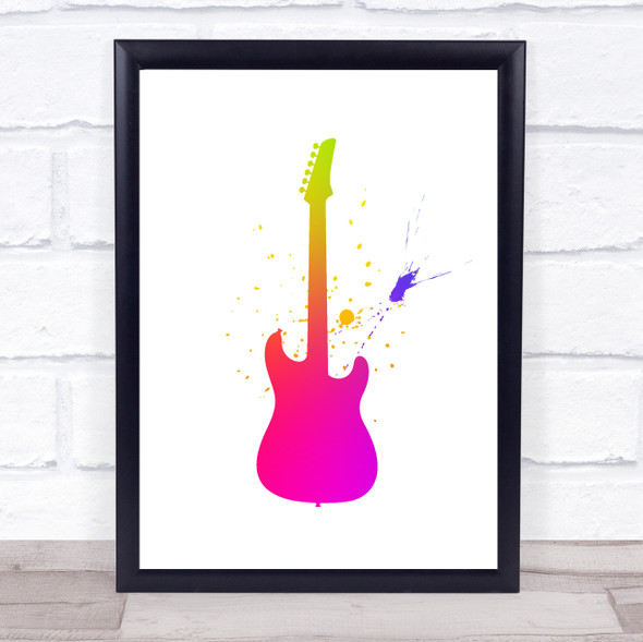 Rainbow Galaxy Guitar Framed Wall Art Print