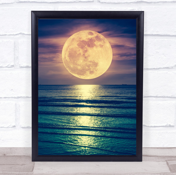 Moon And Sea Photgraphic Ocean Wall Art Print