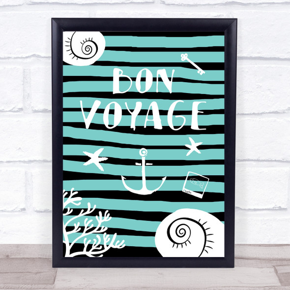 Bon Voyage Stripe Framed Wall Art Print