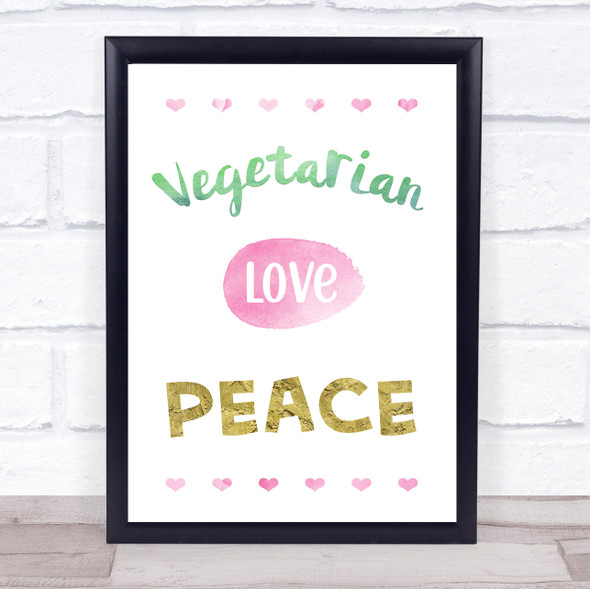 Vegetarian Love Peace Colour Style Quote Typography Wall Art Print