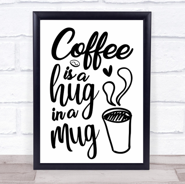 Coffee Is A Hug In A Mug Quote Typography Wall Art Print