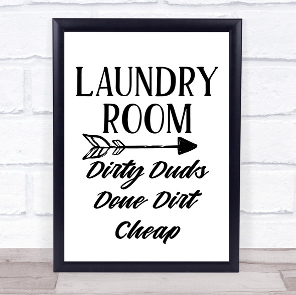 Funny Laundry Room Dirty Deeds Quote Typography Wall Art Print