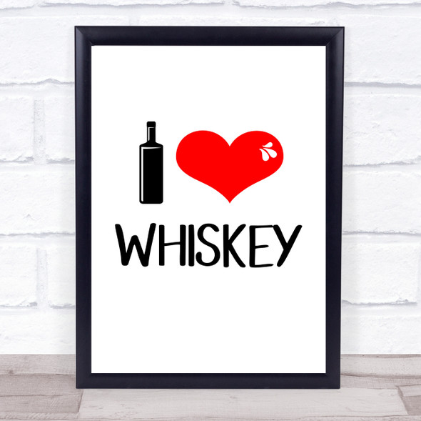 I Heart Whiskey Quote Typography Wall Art Print