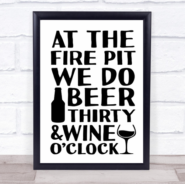 Beer Thirty Wine O'clock Camping Quote Typography Wall Art Print