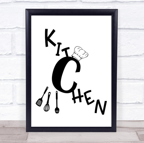 Kitchen Chef Hat Quote Typography Wall Art Print