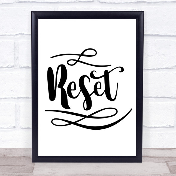 Reset Quote Typography Wall Art Print