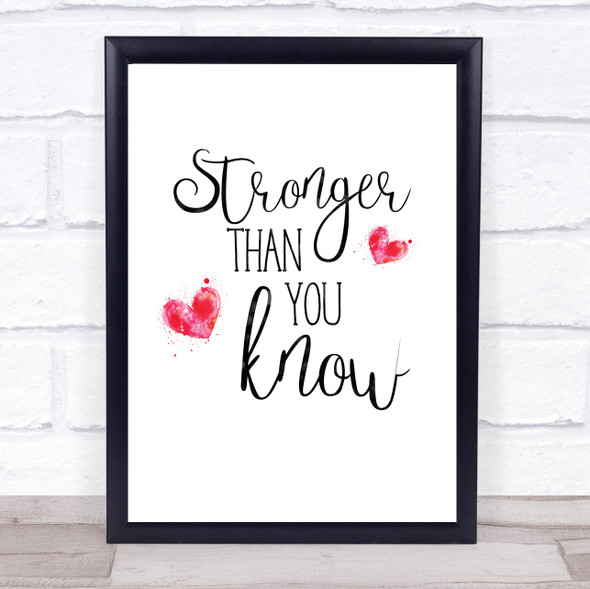Stronger Than You Know Quote Typography Wall Art Print