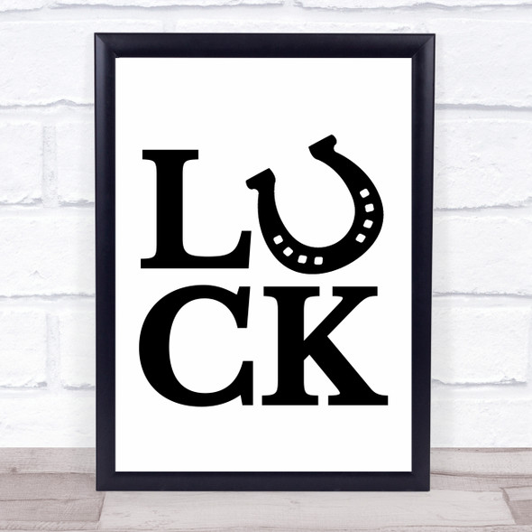 Horseshoe Luck Quote Typography Wall Art Print