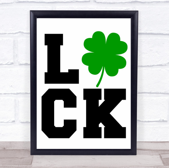 Irish Clover Luck Quote Typography Wall Art Print