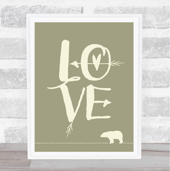 Love Bear Quote Typography Wall Art Print