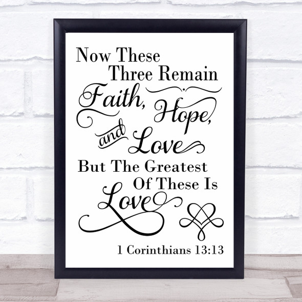 Faith Hope And Love Quote Typography Wall Art Print