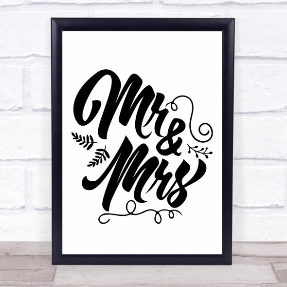 Mr & Mrs Fall Autumn Quote Typography Wall Art Print