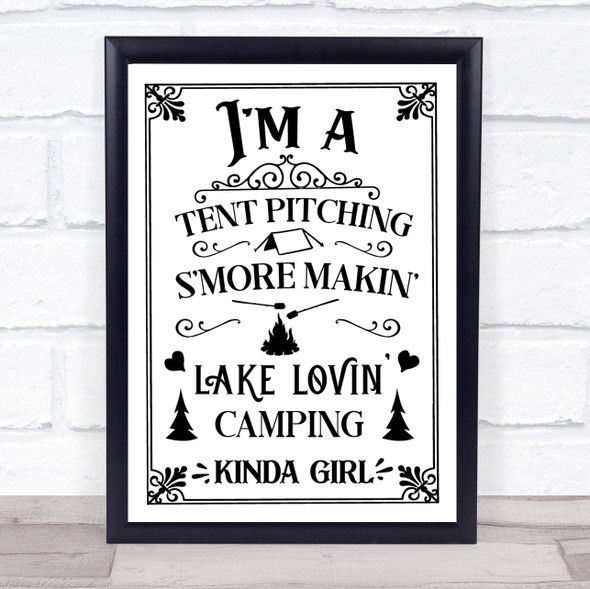 Camping Girl Quote Typography Wall Art Print