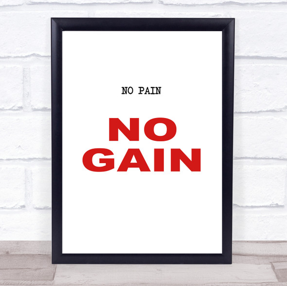 No Pain Gym Quote Typography Wall Art Print