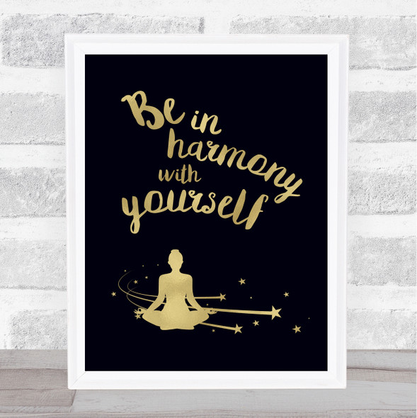 Yoga Diamond Gold Black Quote Typography Wall Art Print