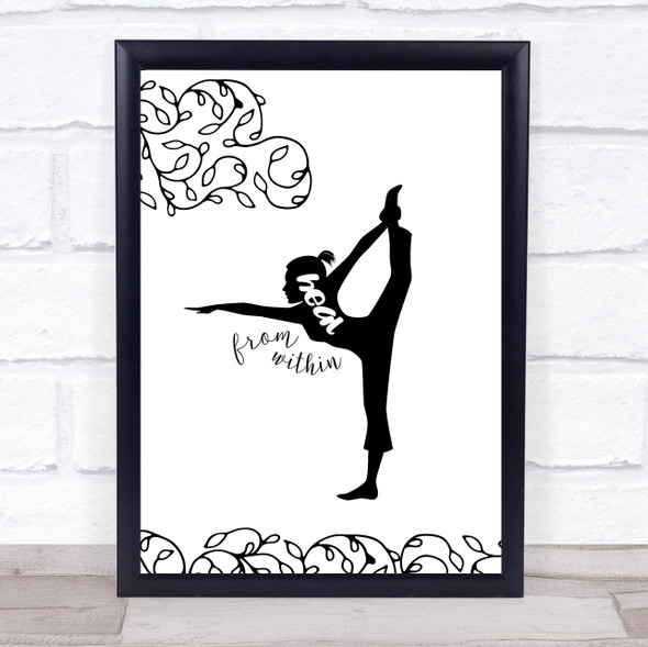 Yoga Quotes Silhouette & Beautiful Leaves Heal Quote Typography Wall Art Print