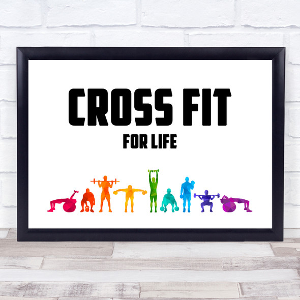 Cross Fit For Life Multicolour Quote Typography Wall Art Print