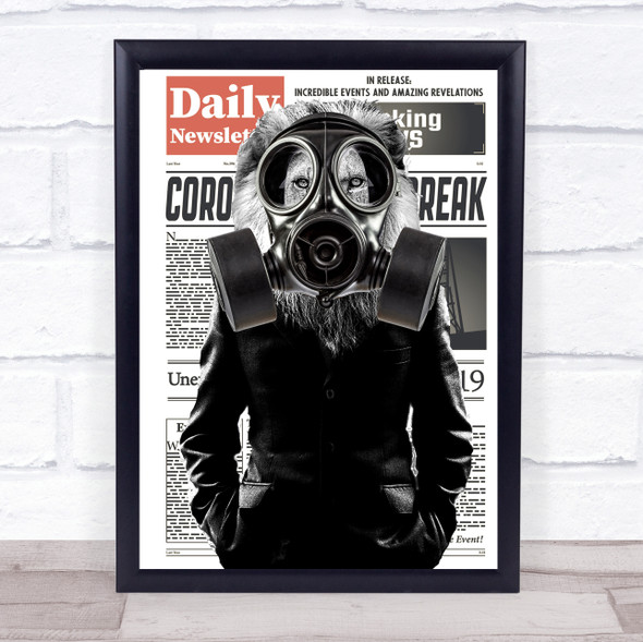 Lion In Suit Corona Gas Mask Decorative Wall Art Print