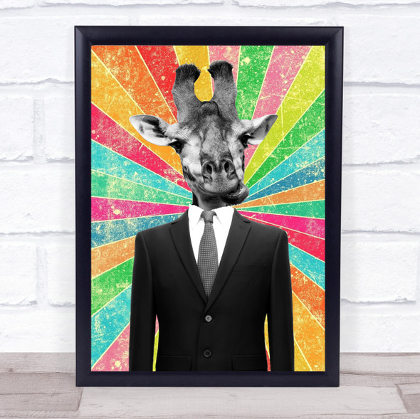 Giraffe In Suit Retro Decorative Wall Art Print