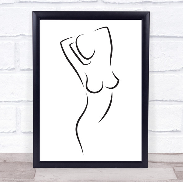 Black & White Line Art Nude Female Arms Raised Decorative Wall Art Print