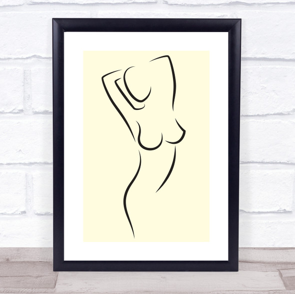 Block Colour Line Art Nude Female Arms Raised Decorative Wall Art Print