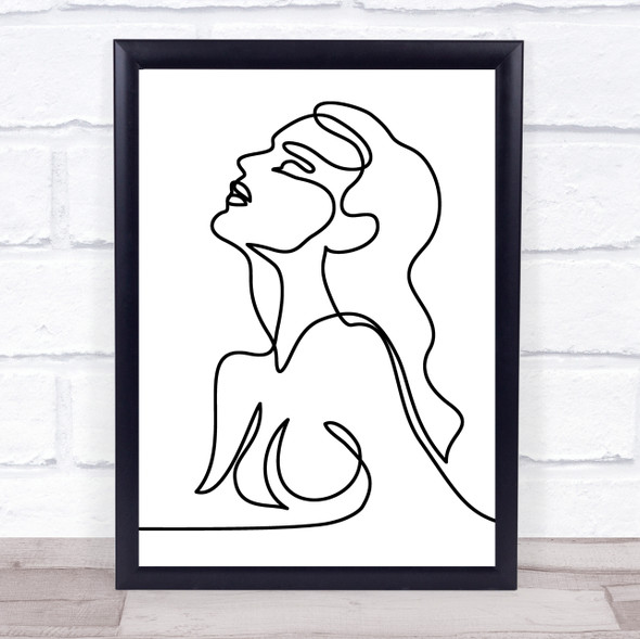 Black & White Line Art Nude Naked Lady Top Decorative Wall Art Print