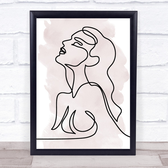 Watercolour Line Art Nude Naked Lady Top Decorative Wall Art Print