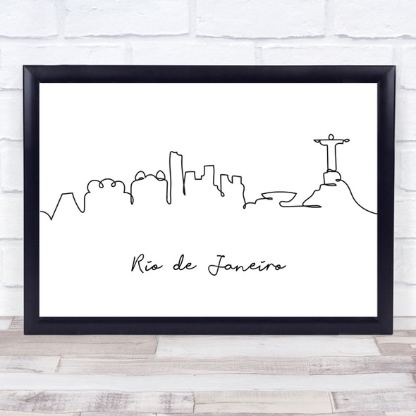 Black & White Line Art Rio De Janeiro Decorative Wall Art Print