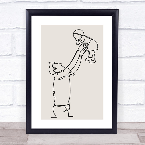 Block Colour Line Art Father And Baby Decorative Wall Art Print