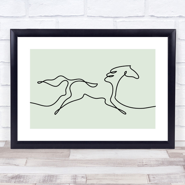 Block Colour Line Art Horse Galloping Decorative Wall Art Print