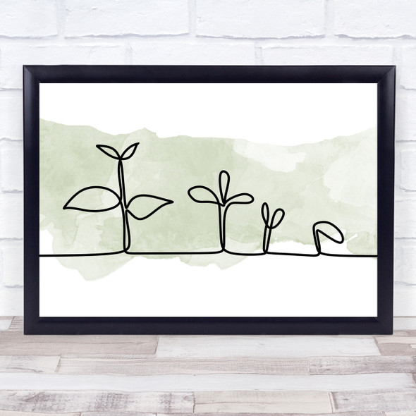 Watercolour Line Art Plants Growing Decorative Wall Art Print